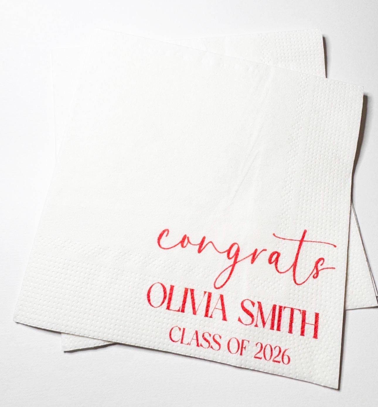 Graduation Party Class of 2026 High School Graduation College Graduation Party Personalized Cocktail, Luncheon or Dinner Napkins Set of 25
