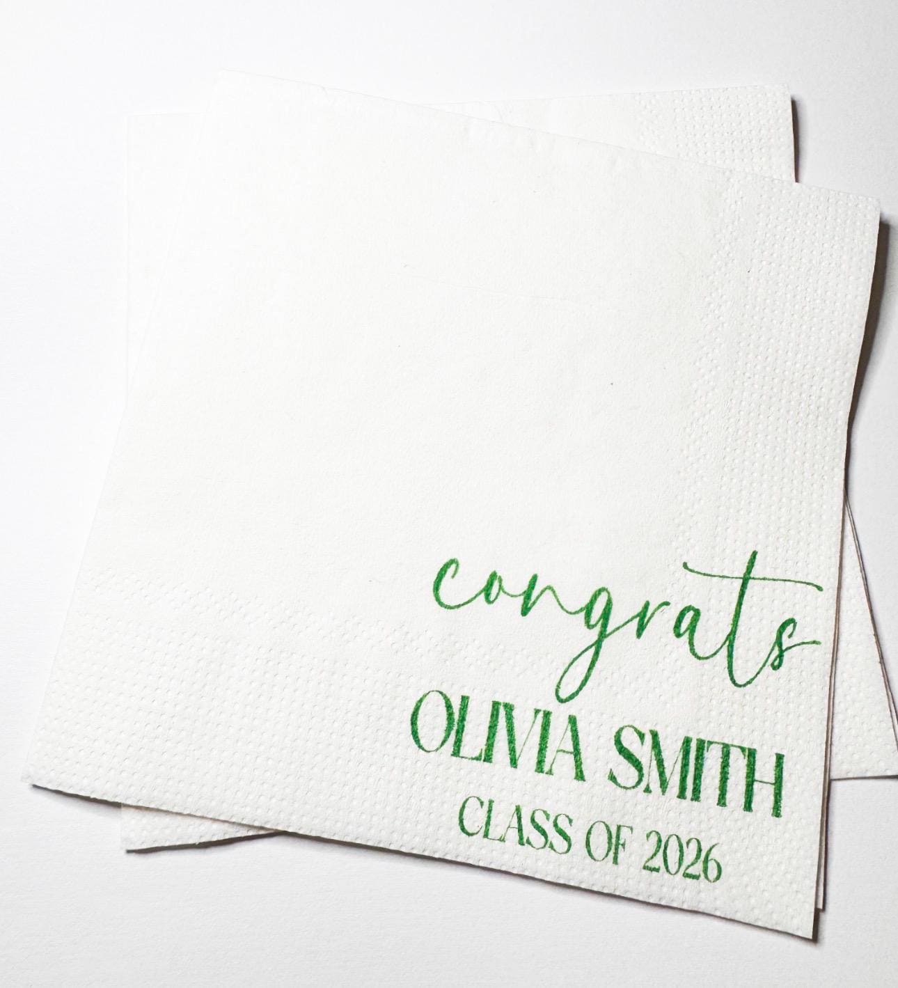 Graduation Party Class of 2026 High School Graduation College Graduation Party Personalized Cocktail, Luncheon or Dinner Napkins Set of 25