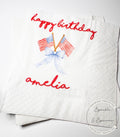 Patriotic Birthday One American Girl Red White Blue Bow Patriotic 4th of July Bday Personalized Cocktail, Lunch or Dinner Napkins, Set of 25