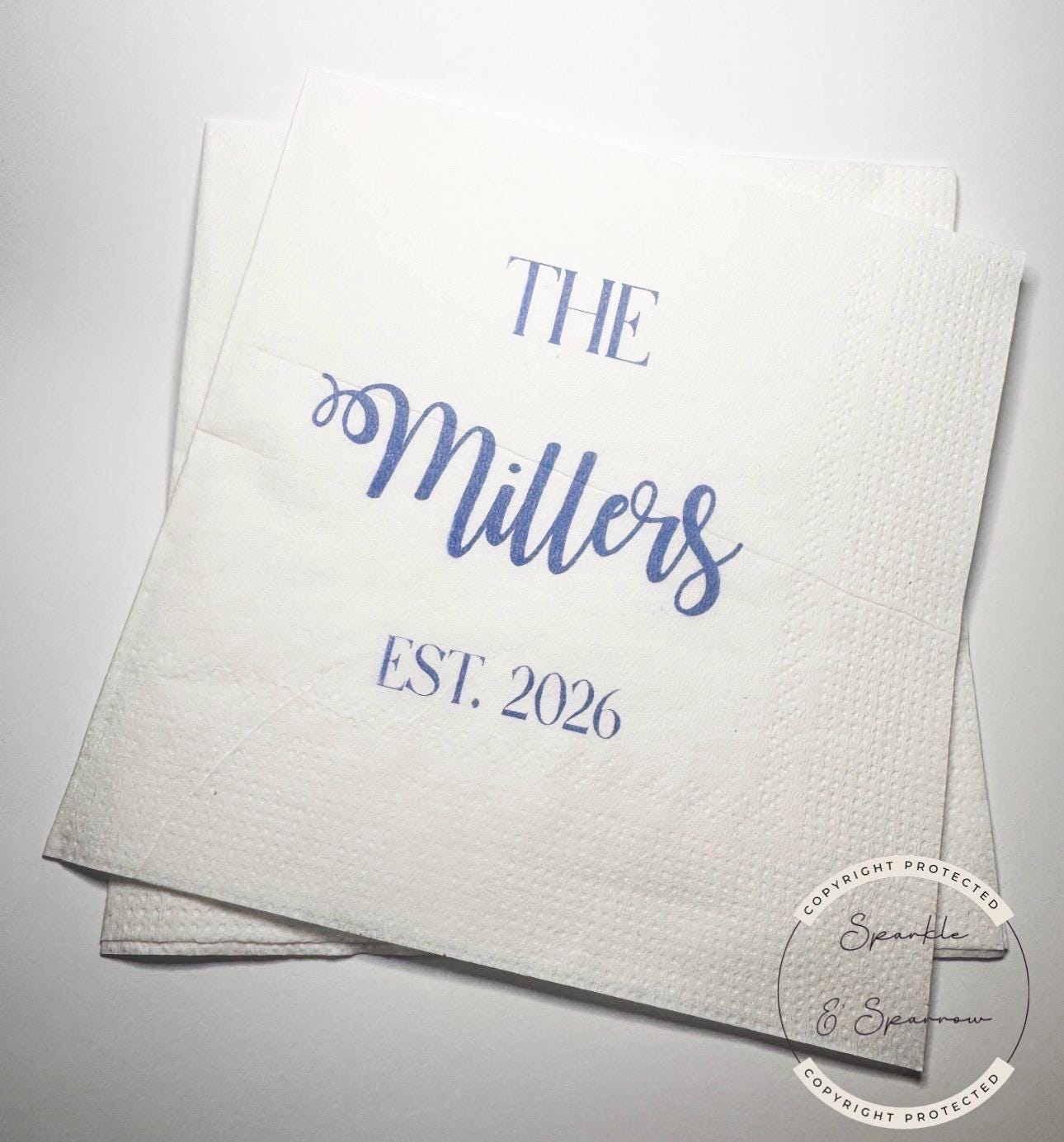 Monogrammed Wedding Napkins Wedding Reception Bridal Shower Personalized Cocktail, Luncheon or Dinner Napkins Set of 25