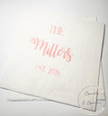 Monogrammed Wedding Napkins Wedding Reception Bridal Shower Personalized Pink Wedding Cocktail, Luncheon or Dinner Napkins Set of 25