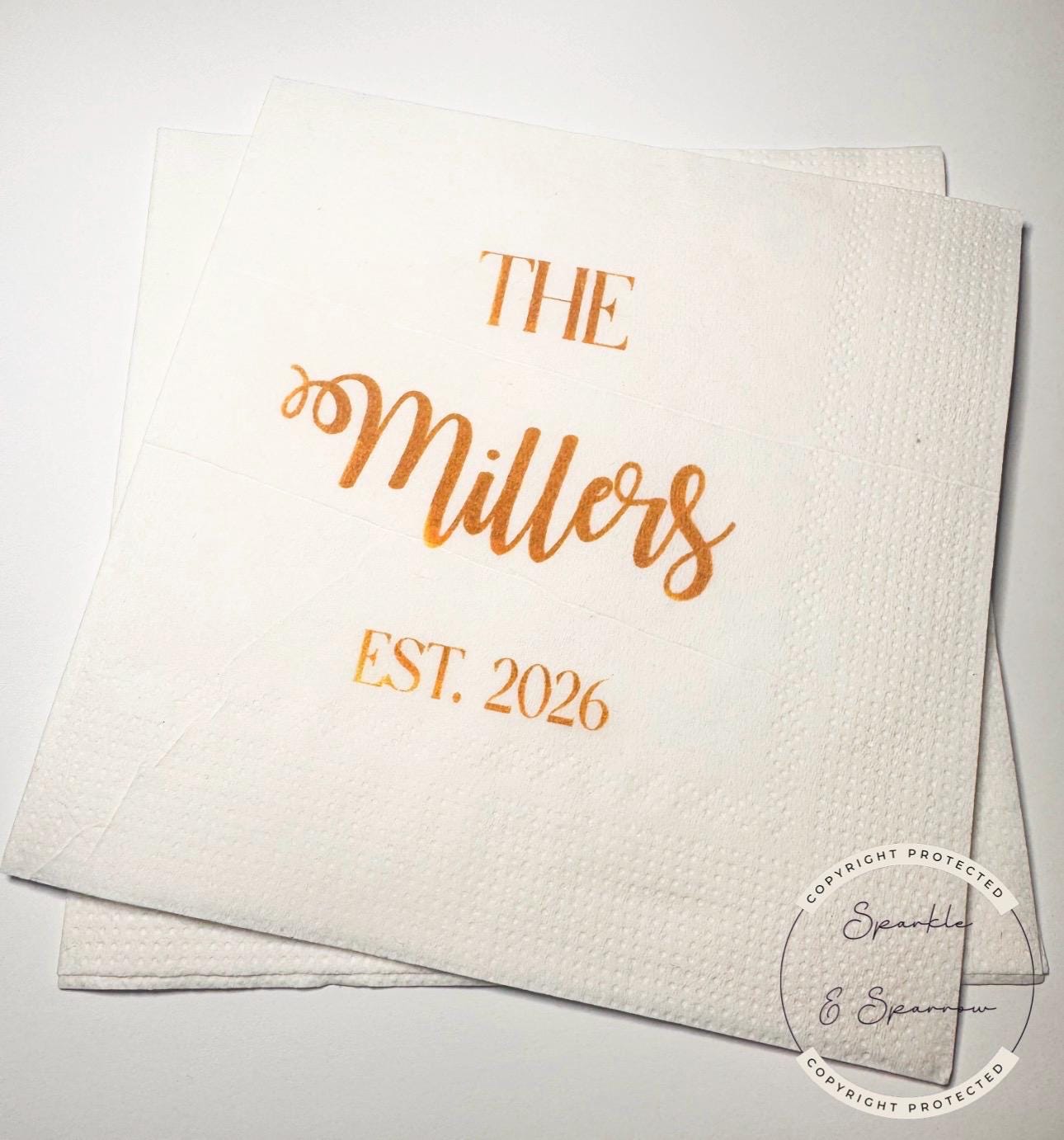 Monogrammed Wedding Napkins Wedding Reception Bridal Shower Personalized Gold Wedding Cocktail, Luncheon or Dinner Napkins Set of 25