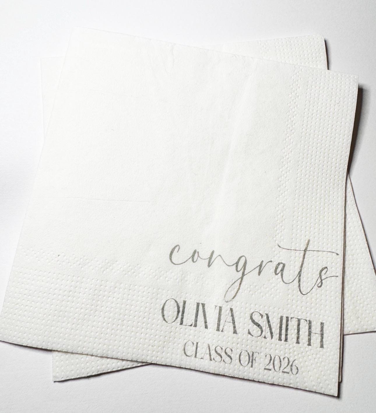 Graduation Party Class of 2026 High School Graduation College Graduation Party Personalized Cocktail, Luncheon or Dinner Napkins Set of 25