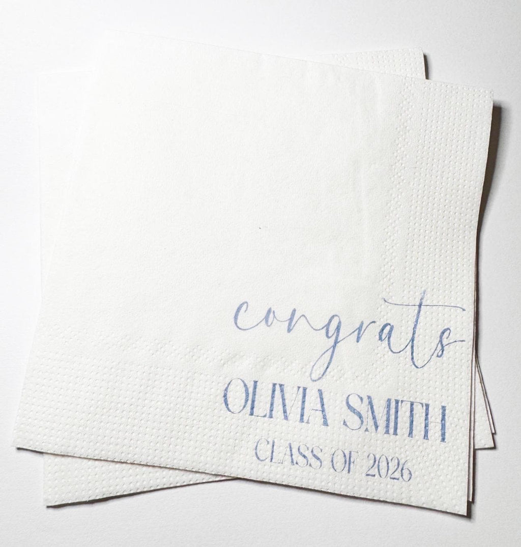 Graduation Party Class of 2026 High School Graduation College Graduation Party Personalized Cocktail, Luncheon or Dinner Napkins Set of 25