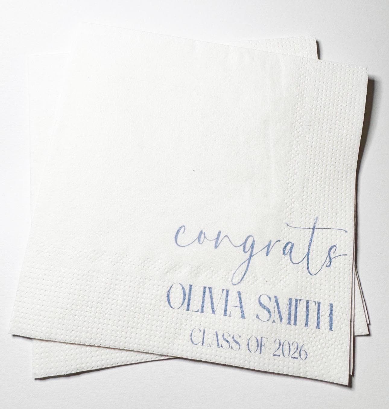 Graduation Party Class of 2026 High School Graduation College Graduation Party Personalized Cocktail, Luncheon or Dinner Napkins Set of 25