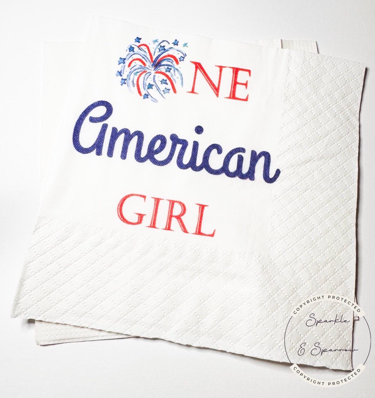 One All American Girl Patriotic 1st Birthday 4th of July Birthday Independence Day Red White Blue Birthday Party Napkins, Set of 25
