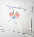 Patriotic Birthday 4th of July Birthday Red White Blue American Flag Birthday Blue Bow Memorial Cocktail, Lunch or Dinner Napkins, Set of 25