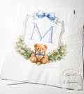 Teddy Bear Baby Shower We can Bearly Wait Shower Teddy Bear Blue Bow Birthday Personalized Cocktail, Luncheon or Dinner Napkins Set of 25
