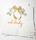 Oh Baby Sage Green Bow Baby Shower Oh Baby Rustic Greenery Napkins Neutral Bow Baby Napkins Cocktail, Luncheon or Dinner Napkins Set of 25