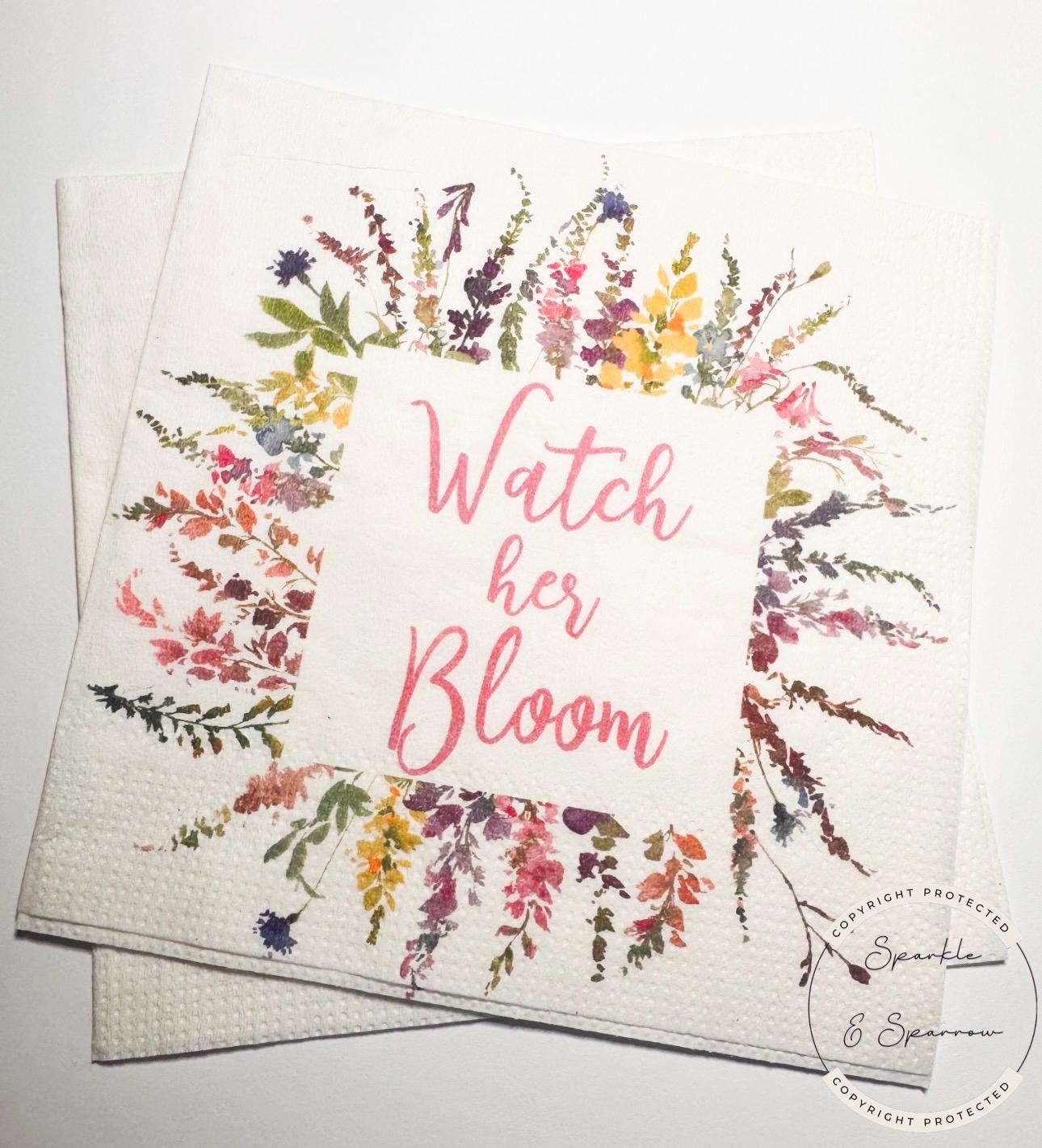 Wildflower Graduation Party Watch Her Bloom Spring Floral Graduation Party 2026 Grad Party Cocktail, Luncheon or Dinner Napkins Set of 25