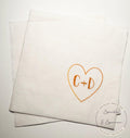 Heart Initials Wedding Napkin Bridal Shower Gold Bridal Shower Gold Wedding Personalized Cocktail, Luncheon or Dinner Napkins Set of 25