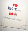 Red White and Two Firecracker Birthday July 4th Birthday Patriotic Red White Blue Personalized Cocktail or Luncheon Napkins, Set of 25