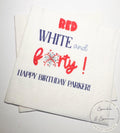 Red White and Forty Firecracker Birthday 40th Birthday July 4th Birthday 40th Birthday Personalized Cocktail or Luncheon Napkins, Set of 25