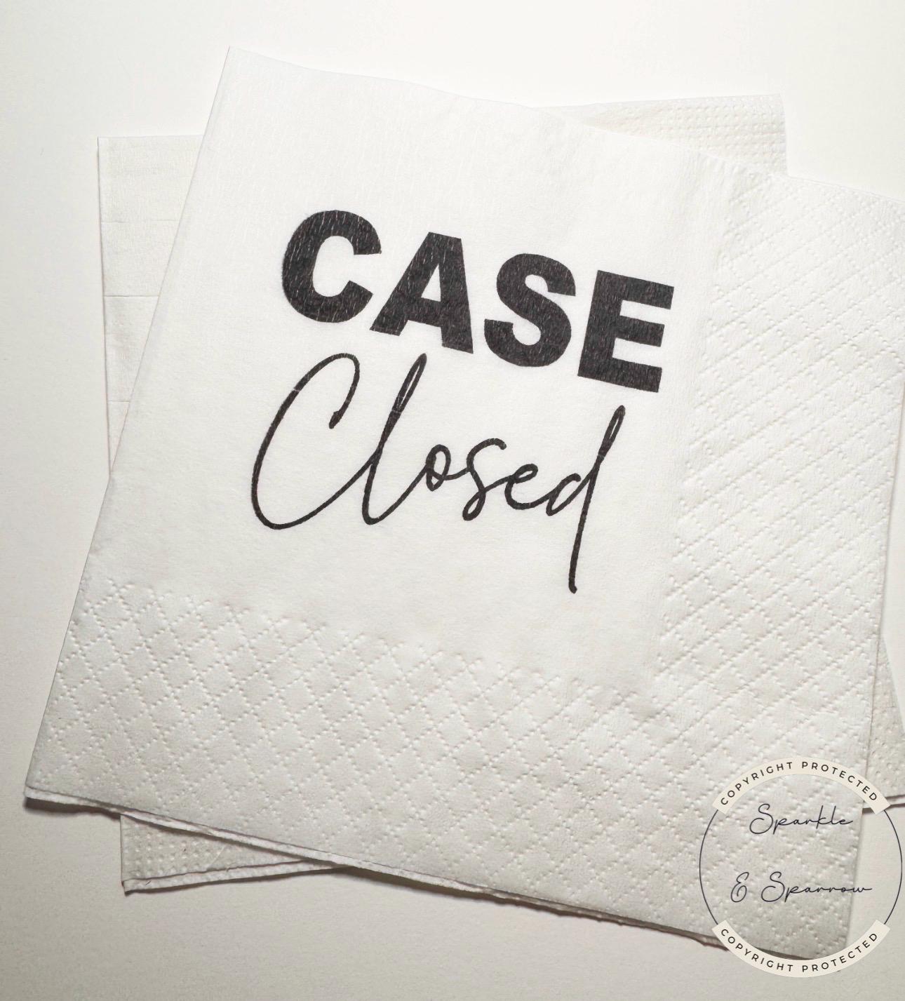 Law Graduation Party Napkins Case Closed Law School Graduation Party Decor Law School Grad Cocktail, Luncheon or Dinner Napkins Set of 25