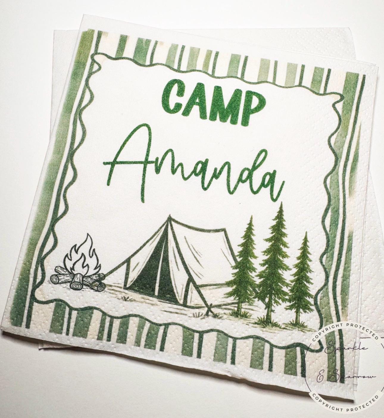 Camp Birthday Camping Birthday Party Summer Camp Birthday Woodland Personalized Birthday Cocktail or Luncheon Napkins, Set of 25
