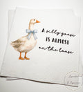 Goose Baby Shower Silly Goose is almost on the Loose Blue Bow Goose Baby Shower Cocktail, Luncheon or Dinner Napkins Set of 25