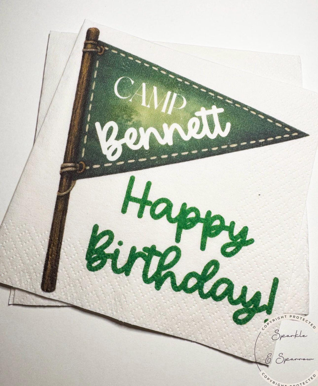 Camp Birthday Camping Birthday Party Summer Camp Birthday Woodland Personalized Birthday Cocktail or Luncheon Napkins, Set of 25