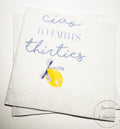 Ciao to my Thirties 40th Birthday Italian Amalfi Coast Birthday 40th Birthday Personalized Cocktail, Luncheon or Dinner Napkins Set of 25