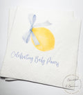 Lemon Baby Shower Spring Summer Baby  Shower Blue Yellow Personalized Cocktail, Luncheon or Dinner Napkins Set of 25