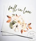 Fall in Love Fall Bridal Shower Fall Wedding Autumn Fall in Love Baby Shower Fall Floral Cocktail, Luncheon or Dinner Napkins Set of 25