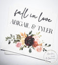 Fall in Love Fall Bridal Shower Fall Wedding Autumn Floral Fall Floral Wedding Personalized Cocktail, Luncheon or Dinner Napkins Set of 25