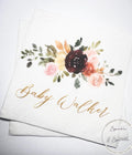 Fall Baby Shower Fall in Love Fall Floral Baby Shower Autumn Floral Baby Shower Personalized Cocktail, Luncheon or Dinner Napkins Set of 25