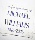 Celebration of Life Napkins Memorial Service Decor Funeral Decor Celebration of Life Blue Personalized Cocktail, Lunch Napkins, Set of 25