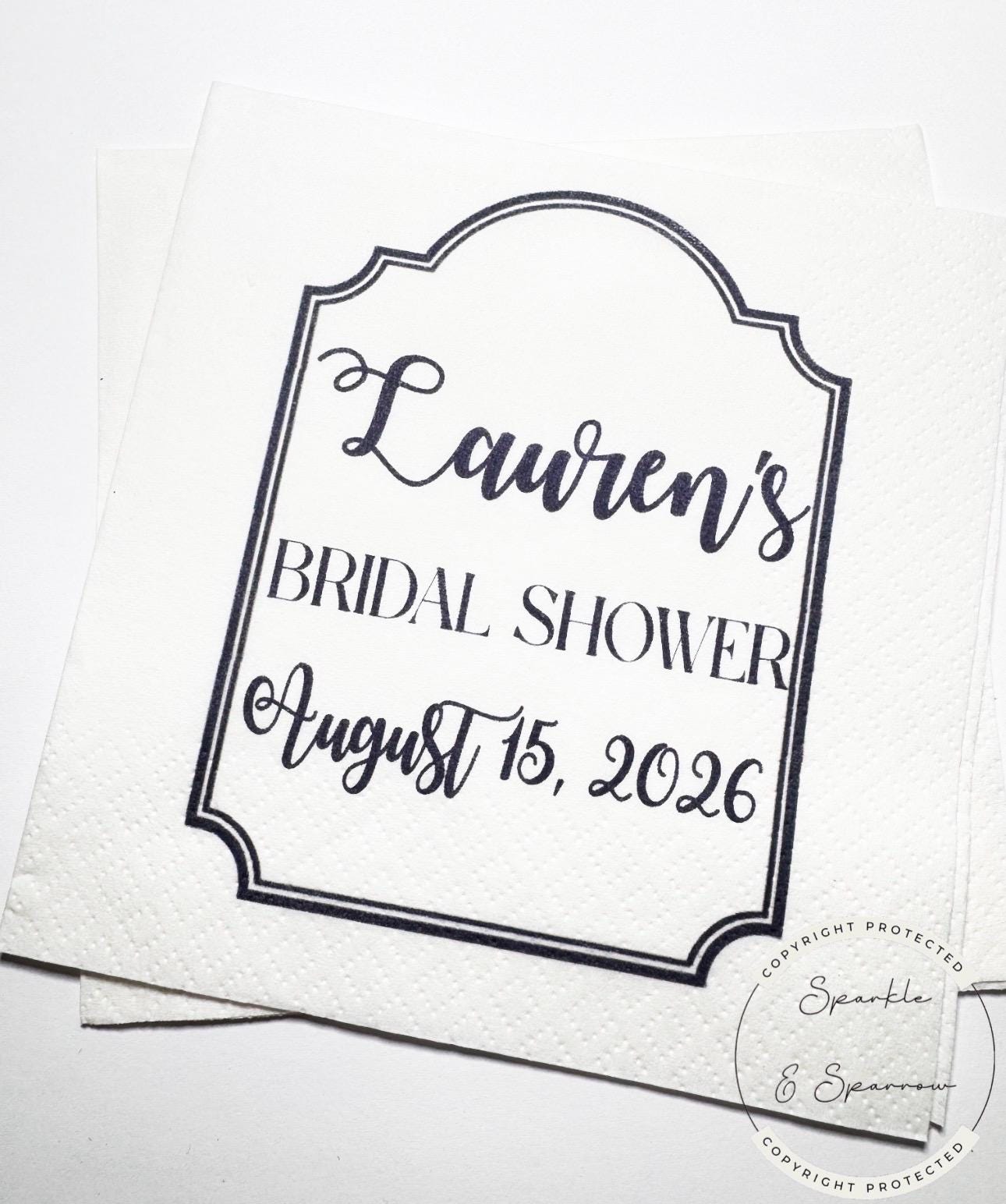 Nautical Bridal Shower Seashells Wedding Bells Navy Blue Bridal Shower Personalized Cocktail, Luncheon or Dinner Napkins Set of 25
