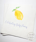 Lemon Baby Shower Spring Summer Baby  Shower Blue Yellow Personalized Cocktail, Luncheon or Dinner Napkins Set of 25