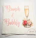 Brunch & Bubbly Bridal Shower Champagne Mimosa Bar Bridal Brunch Pink Floral Mimosa Bridal Cocktail, Luncheon or Dinner Napkins Set of 25