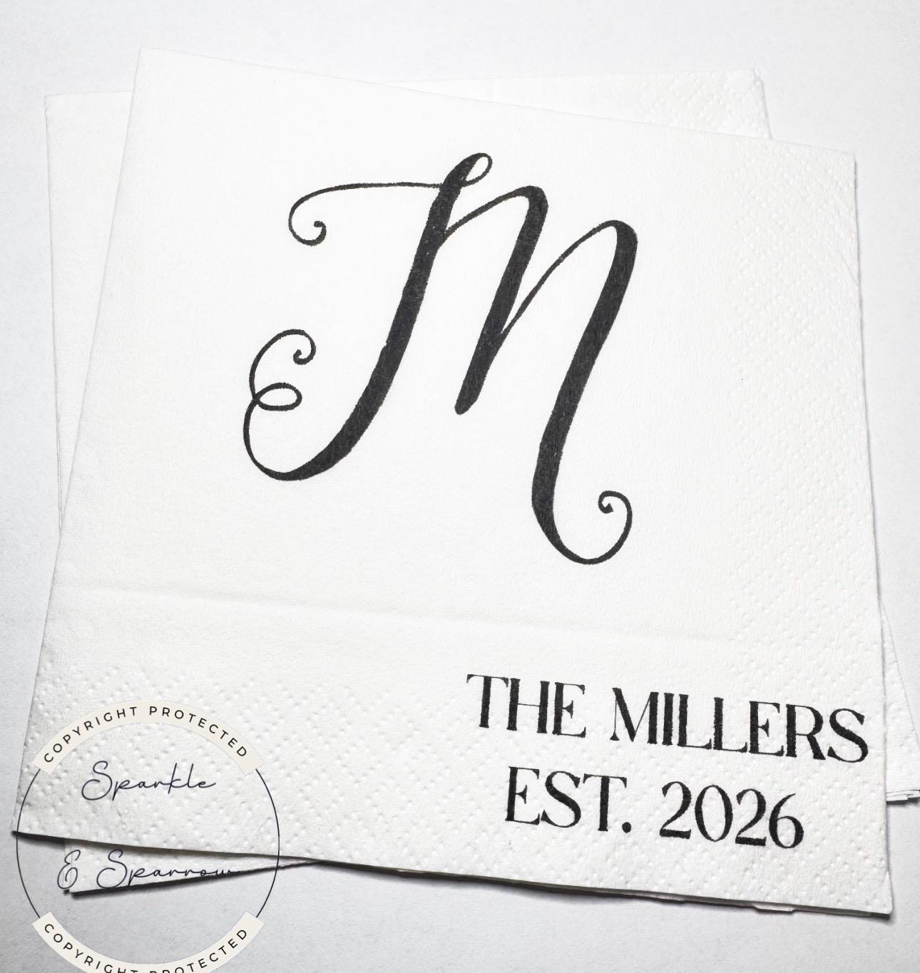 Monogrammed Wedding Napkins Fall Wedding Table Decor Wedding Fall Bridal Shower Personalized Cocktail, Luncheon or Dinner Napkins Set of 25