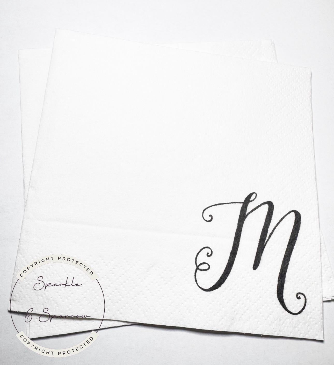 Monogrammed Wedding Napkins Fall Wedding Table Decor Wedding Fall Bridal Shower Personalized Cocktail, Luncheon or Dinner Napkins Set of 25
