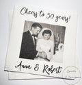 50th Anniversary Cheers to 50 Years Wedding Anniversary Picture Personalized Party Cocktail, Luncheon or Dinner Napkins Set of 25