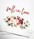 Fall in Love Fall Bridal Shower Fall Wedding Autumn Fall in Love Baby Shower Fall Floral Cocktail, Luncheon or Dinner Napkins Set of 25