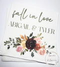 Fall in Love Fall Bridal Shower Fall Wedding Autumn Floral Fall Floral Wedding Personalized Cocktail, Luncheon or Dinner Napkins Set of 25