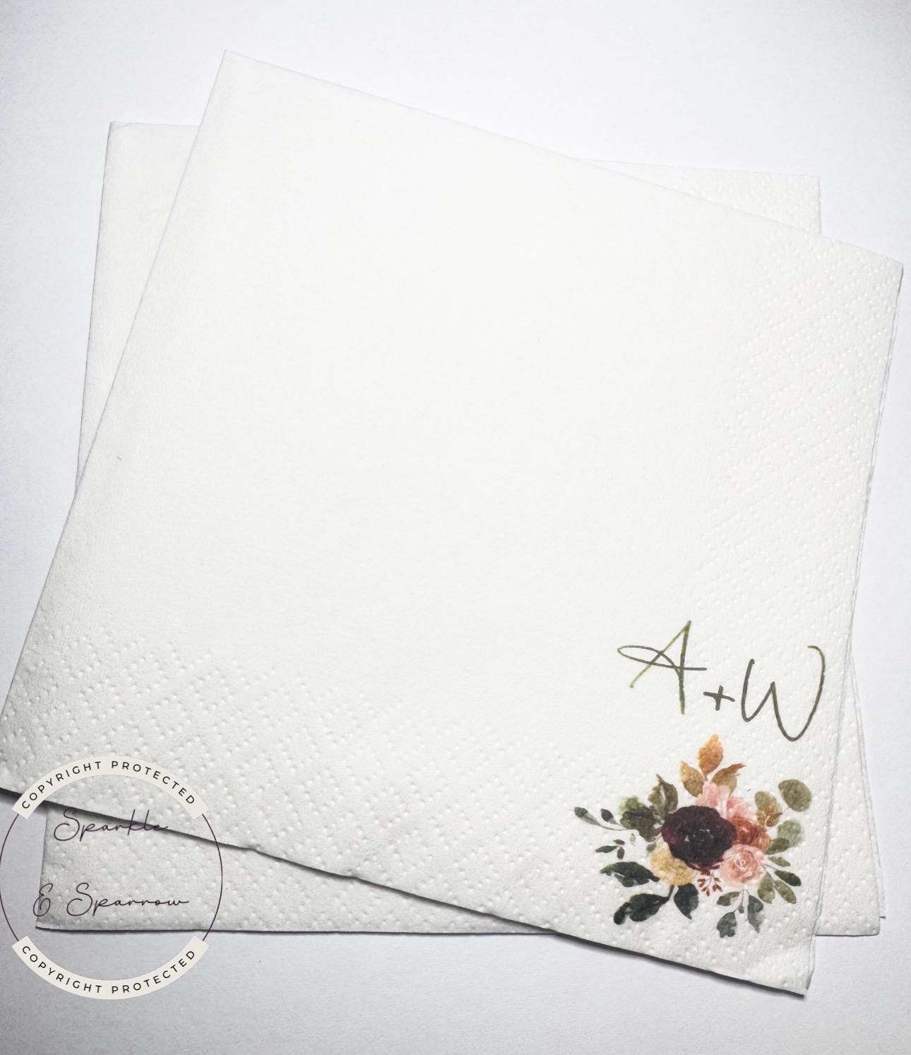 Fall in Love Fall Bridal Shower Fall Wedding Autumn Floral Fall Floral Wedding Personalized Cocktail, Luncheon or Dinner Napkins Set of 25