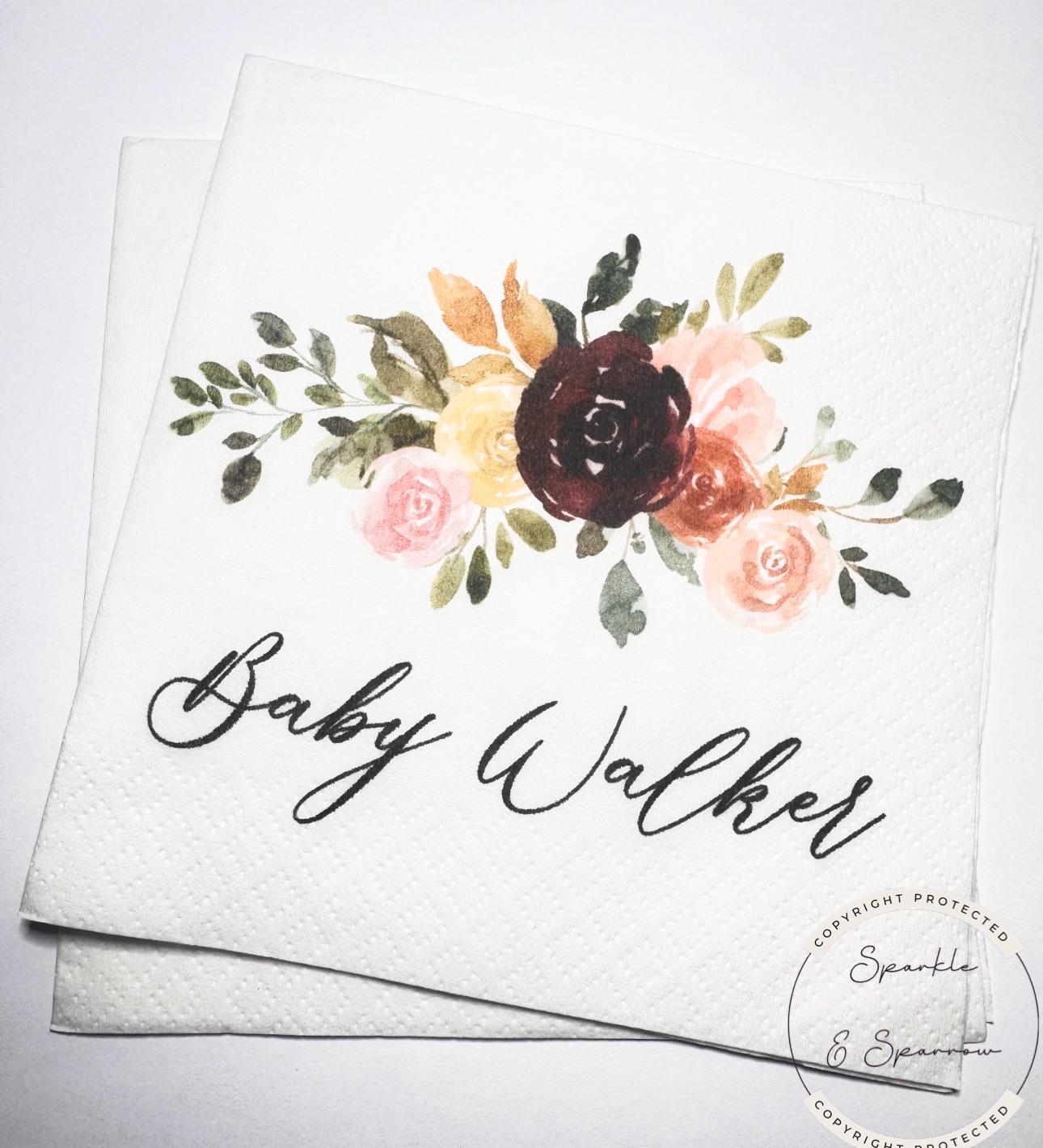 Fall Baby Shower Fall in Love Fall Floral Baby Shower Autumn Floral Baby Shower Personalized Cocktail, Luncheon or Dinner Napkins Set of 25