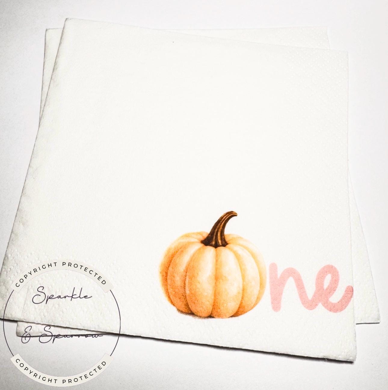 Pumpkin First Birthday Pumpkin Pink Pumpkin One Birthday Party Pink Girl Pumpkin Fall Bday Cocktail, Luncheon or Dinner Napkins Set of 25