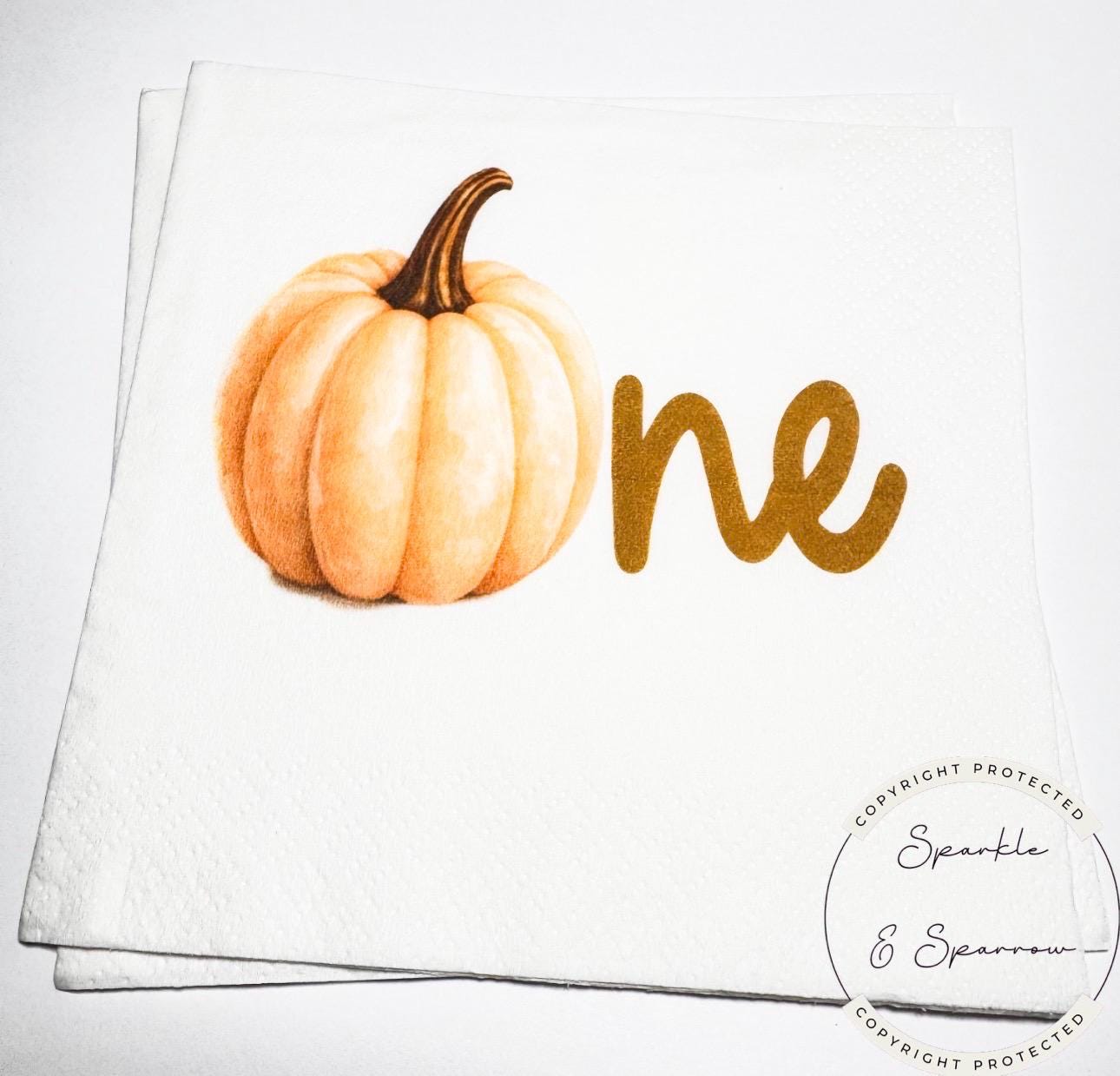 Pumpkin First Birthday Pumpkin Gold Pumpkin One Birthday Party Neutral Pumpkin Fall Bday Cocktail, Luncheon or Dinner Napkins Set of 25