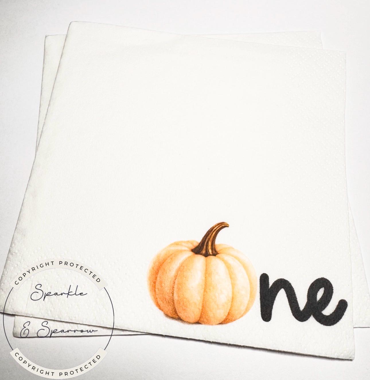 Pumpkin First Birthday Pumpkin Black Pumpkin One Birthday Party Neutral Pumpkin Fall Bday Cocktail, Luncheon or Dinner Napkins Set of 25