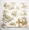 Green Toile Baby Shower Green Fall Neutral Baby Shower Fall Sage Green Personalized Cocktail, Luncheon or Dinner Napkins Set of 25
