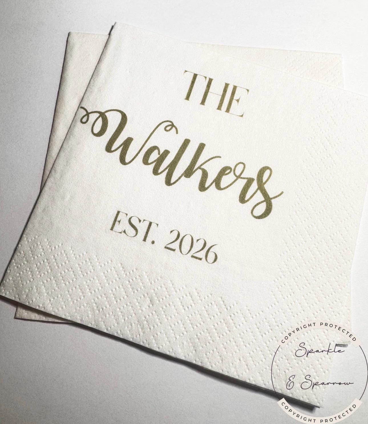 Monogrammed Wedding Napkins Wedding Reception Bridal Shower Personalized Green Wedding Cocktail, Luncheon or Dinner Napkins Set of 25