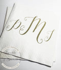 Custom Monogram Napkins Wedding Initial Napkins Baby Shower Green Monogram Personalized Cocktail, Luncheon or Dinner Napkins Set of 25