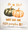 Fall Pumpkin Gender Reveal He or She What Will Little Pumpkin Green Orange Pumpkin Baby Shower Cocktail or Luncheon Napkins, Set of 25