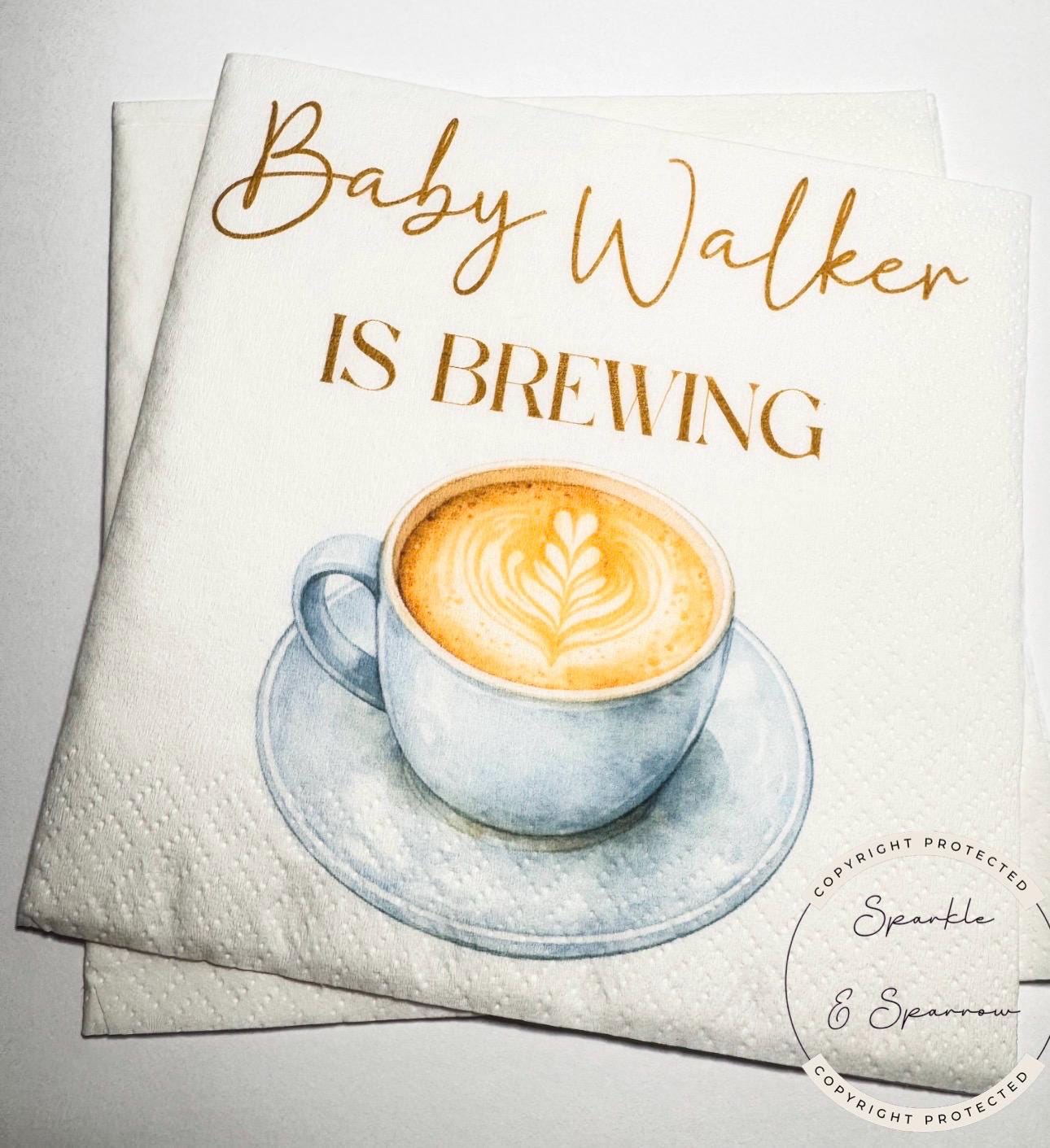 A Baby is Brewing Baby Shower Coffee Themed Baby Shower Espresso Bar Baby Brunch Fall Baby Shower Personalized Cocktail Napkins, Set of 25