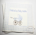 Baby Carriage Boy Baby Shower Blue Gingham  Monogram Blue Bow Baby Shower Personalized Cocktail, Luncheon or Dinner Napkins Set of 25