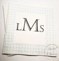 Blue Monogram Boy Gingham Baby Shower Birthday Blue Preppy Bridal Shower Personalized Cocktail, Luncheon or Dinner Napkins Set of 25