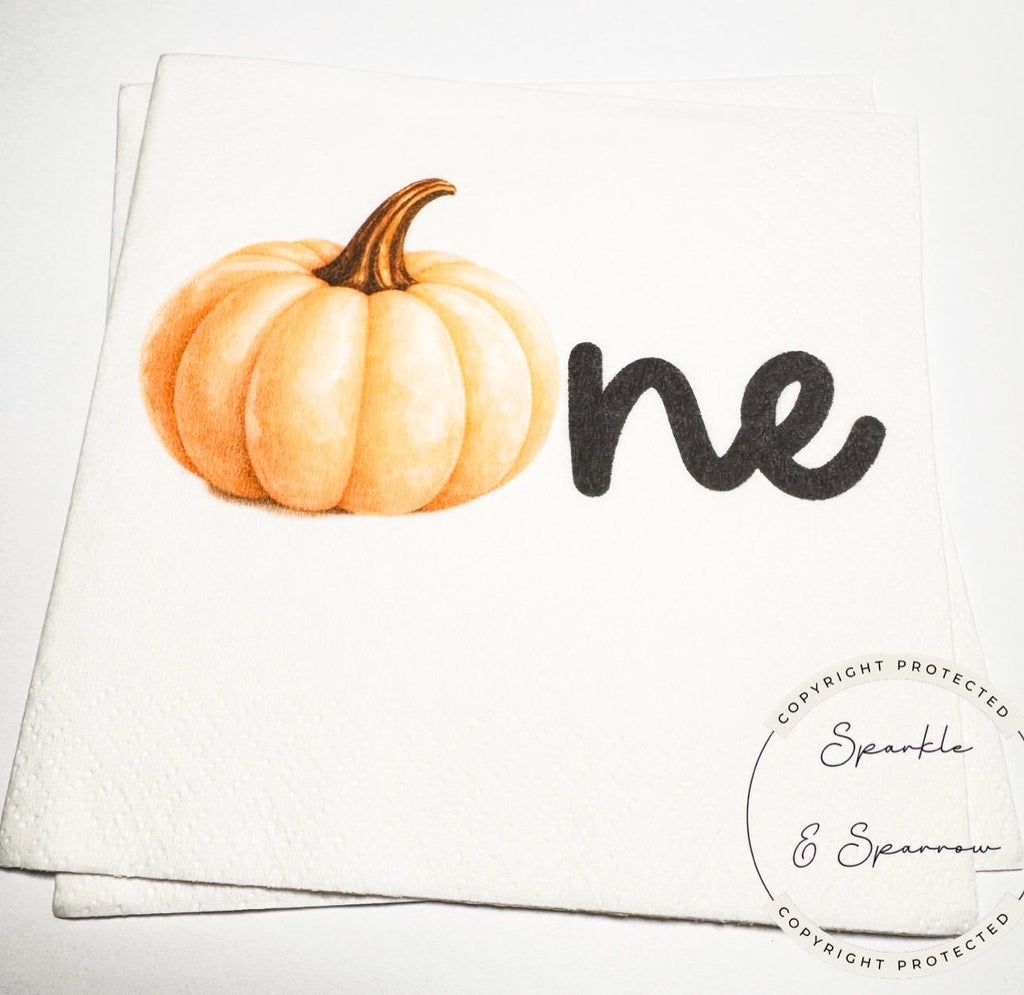 Pumpkin First Birthday Pumpkin Black Pumpkin One Birthday Party Neutral Pumpkin Fall Bday Cocktail, Luncheon or Dinner Napkins Set of 25