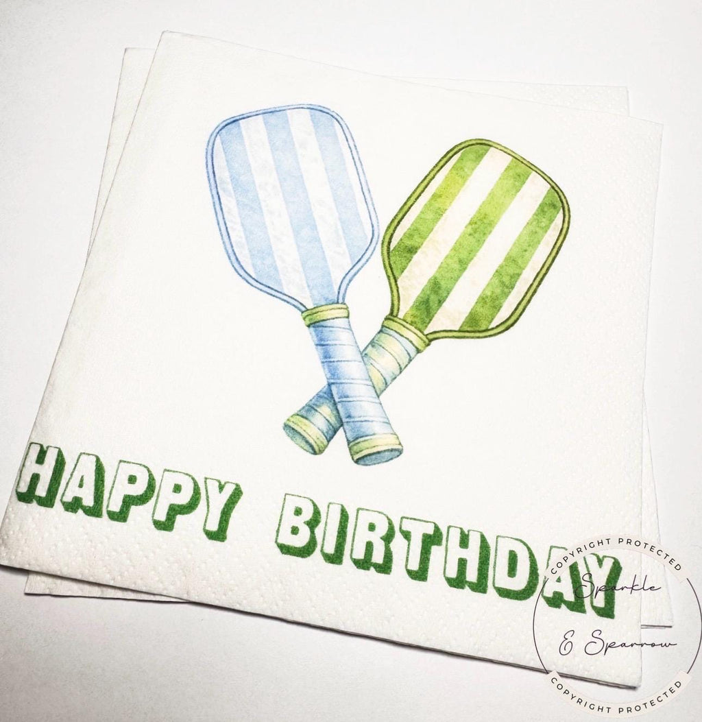 Pickleball Birthday Dinks and Drinks Pickleball Birthday Overserved Blue Green Cocktail, Luncheon or Dinner Napkins Set of 25
