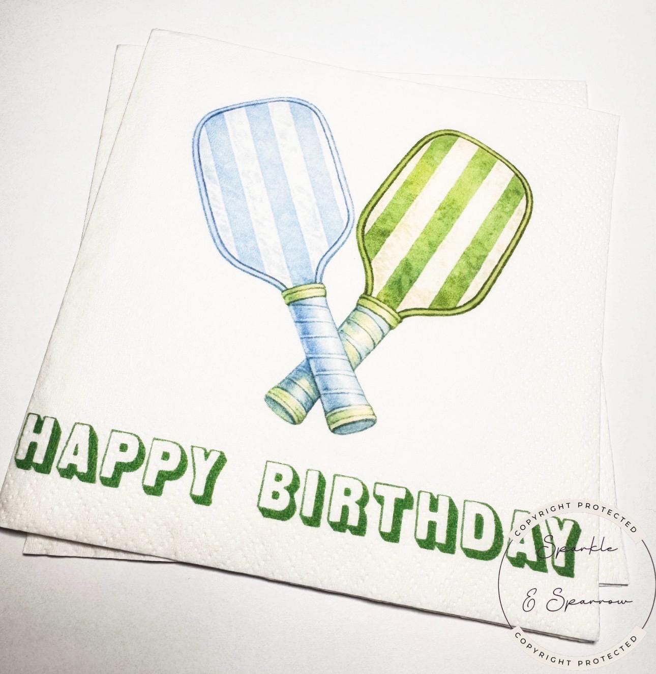 Pickleball Birthday Dinks and Drinks Pickleball Birthday Overserved Blue Green Cocktail, Luncheon or Dinner Napkins Set of 25